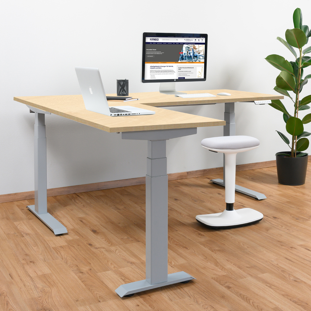 Elektrisch-hoehenverstellbar-Schreibtisch-TOPFIT-Ecktisch-Milieu-silber-ahorn.jpg BrigFox, Schreibtisch, Mobiliar, Tabelle, Überwachen, Pflanze