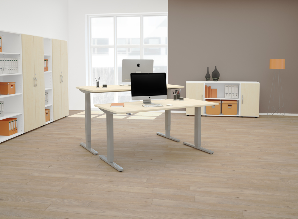 elektro_flex_ahorn_weiss.jpg BrigFox, Schreibtisch, Mobiliar, Tabelle, Fußboden, Überwachen