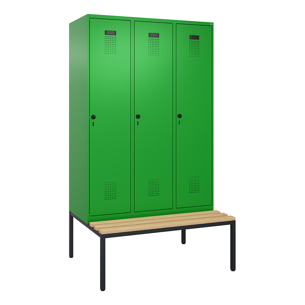 C+P Spind Evolo PLUS, mit Sitzbank, 3 Abteile Schließfach, Mobiliar