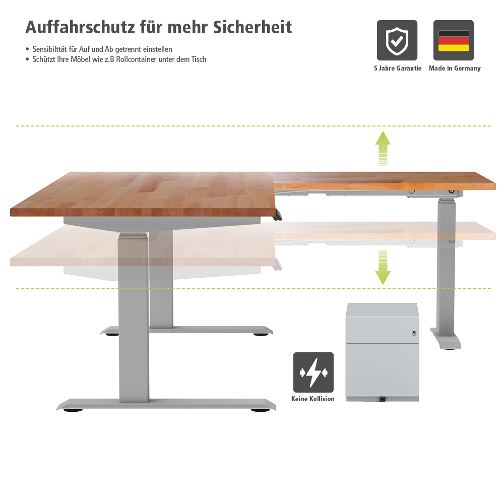Elektrisch-hoehenverstellbar-Schreibtisch-TOPFIT-Ecktisch-silber-ahorn-Auffahrschutz.jpg BrigFox, Moebel, Tabelle, Esstisch, Schreibtisch