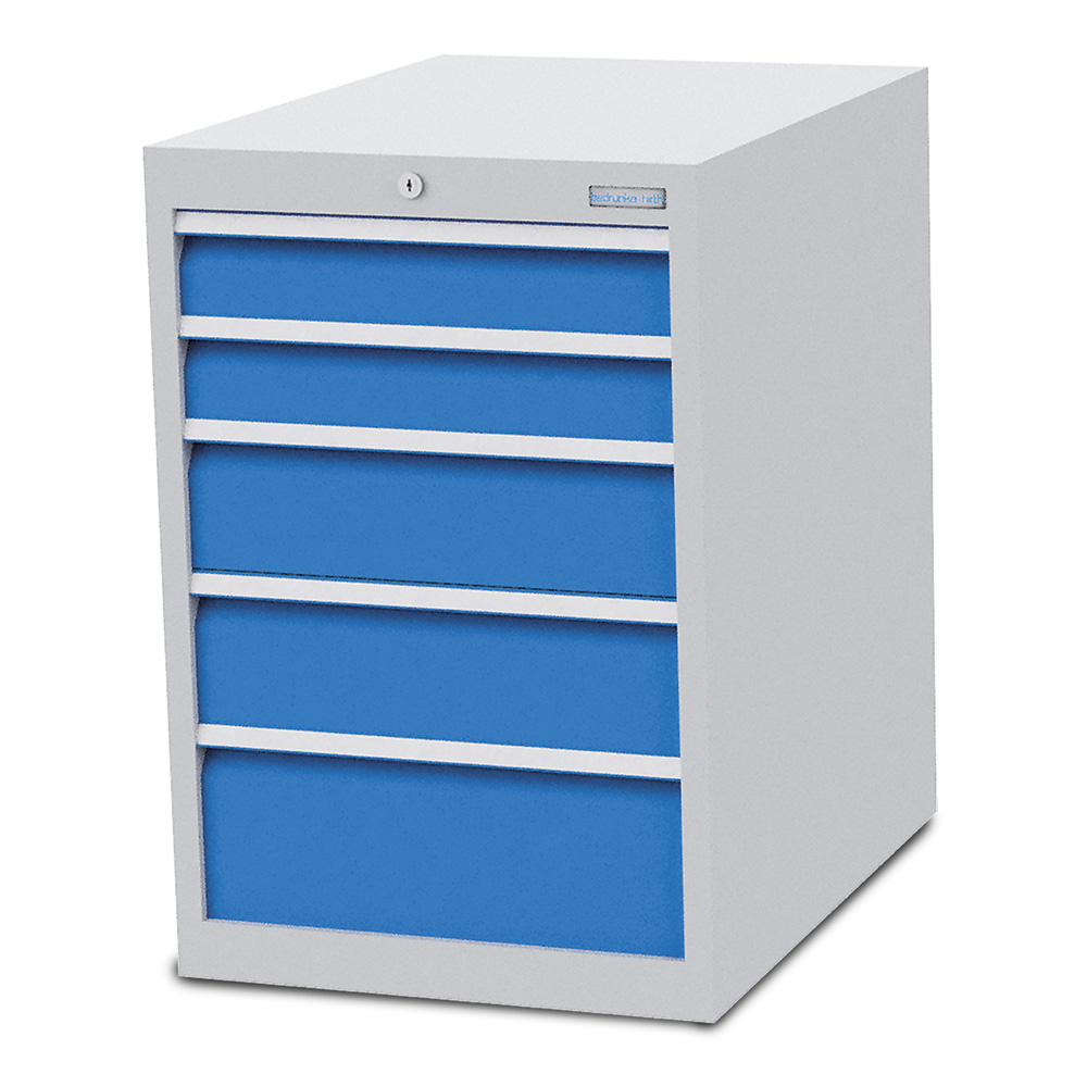 Schubladenschrank, 555 mm breit, 5 Schubladen 2x100, 2x150, 1x200 mm