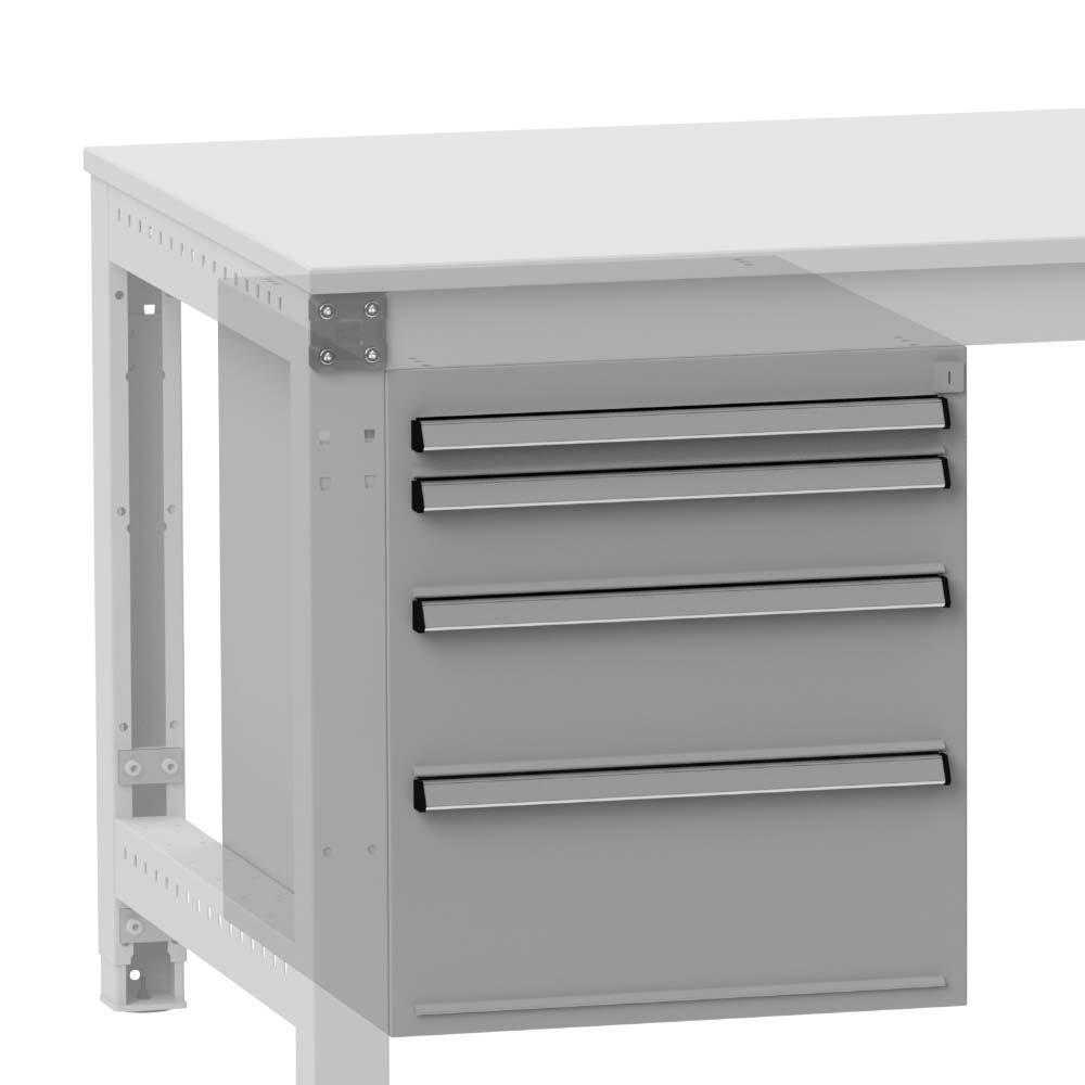 Schubfachschrank BASETEC mobil ESD, 1x 50, 1x 100, 1x 150, 1x 200