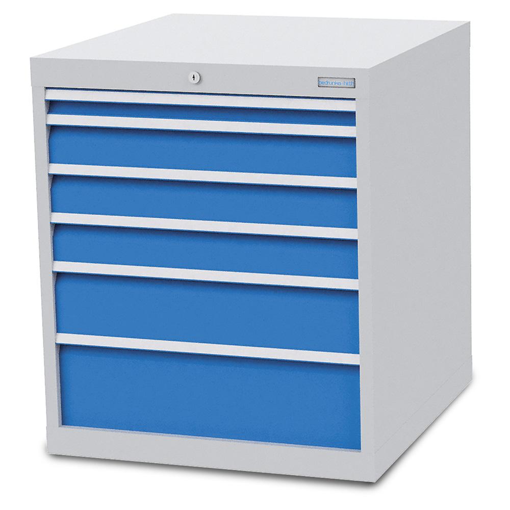 Schubladenschrank, 6 Schubladen, 705 mm breit, 1x50, 3x100, 1x150, 1x200 mm