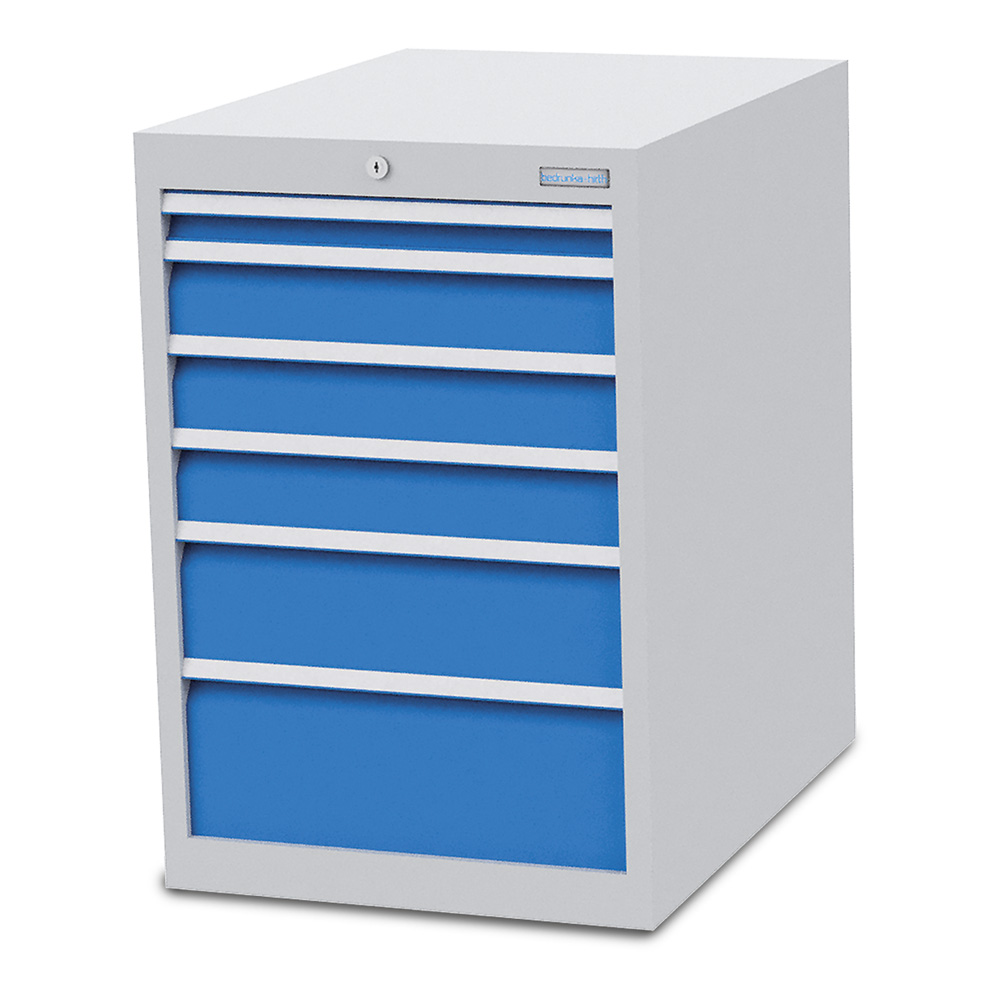 Schubladenschrank, 555 mm breit, 6 Schubladen 1x50, 3x100, 1x150, 1x200 mm