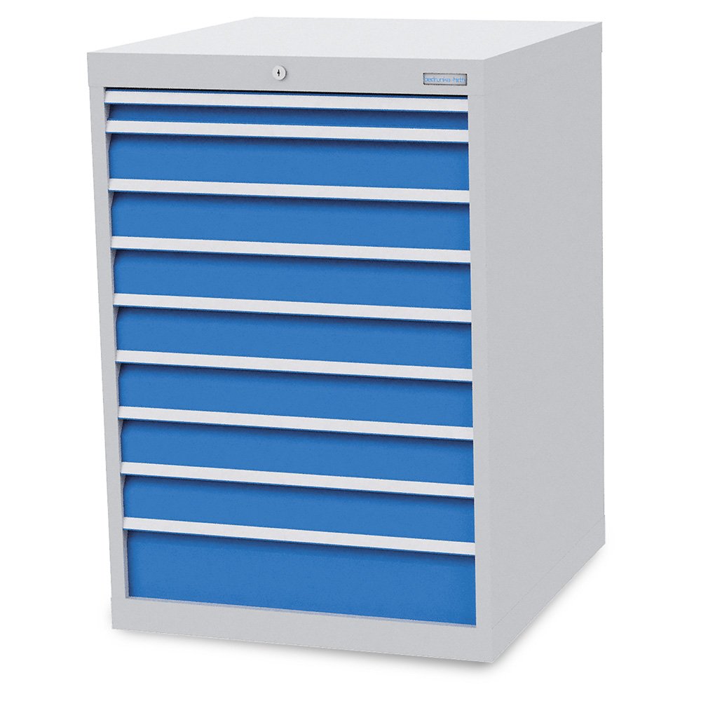 Schubladenschrank, 705 mm breit,  9 Schubladen 1x50, 7x100, 1x150 mm