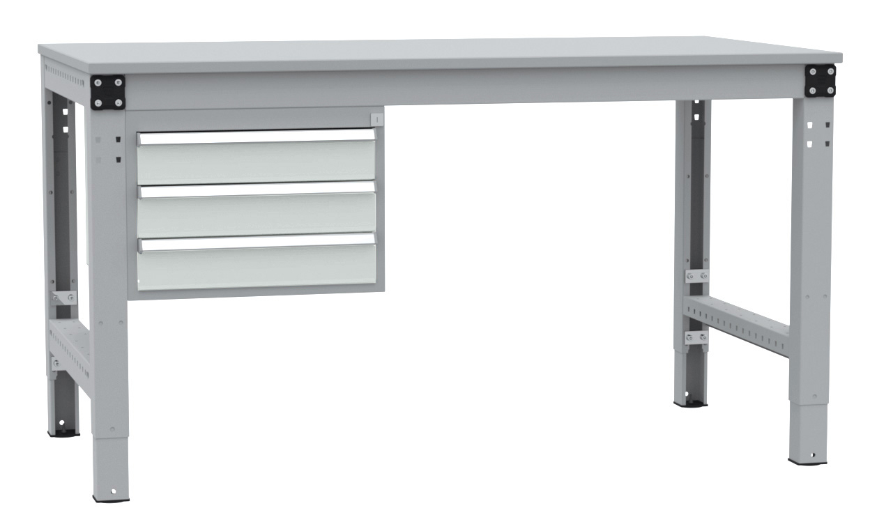 AZ1000-MULTIPLAN_Unterbau_NH_300mm_3x100mm_7035.jpg BrigFox, Schreibtisch, Mobiliar, Tabelle, Computer, Elektronik