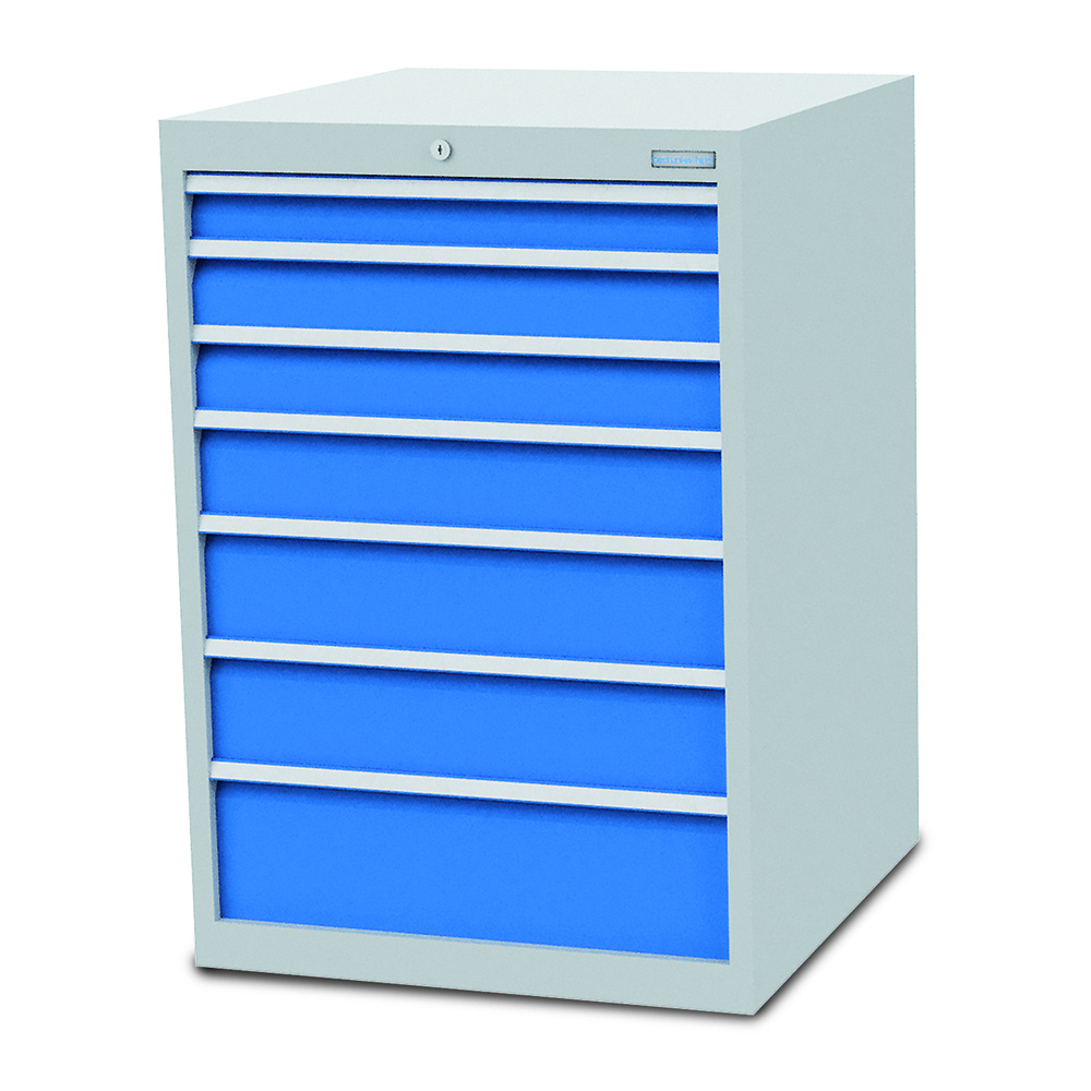 Schubladenschrank, 705 mm breit, 7 Schubladen 1x75, 2x100, 1x125, 2x150, 1x200 mm