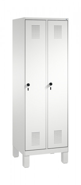 C+P Garderobenschrank EVOLO, Abteilbreite 400 mm, 2 Abteile, mit Sockel
