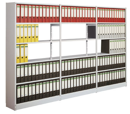 Bürosteck-Anbauregal Flex, zur beidseitigen Nutzung, Höhe 2250 mm, 6 Ordnerhöhen