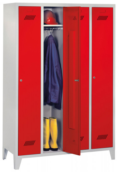 Garderobenschrank - die Bewährten, Abteilbreite 400 mm, 2 Abteile, mit Sockel