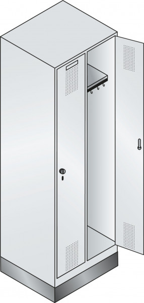 C+P Garderobenschrank EVOLO, Abteilbreite 300 mm, 2 Abteile, mit Sockel