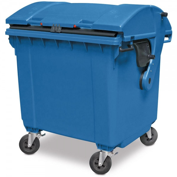 Müll-Großtonne aus Polyethylen mit Schwungdeckel, Inhalt 1060 Liter und Füllgewicht 450 kg, H x B x