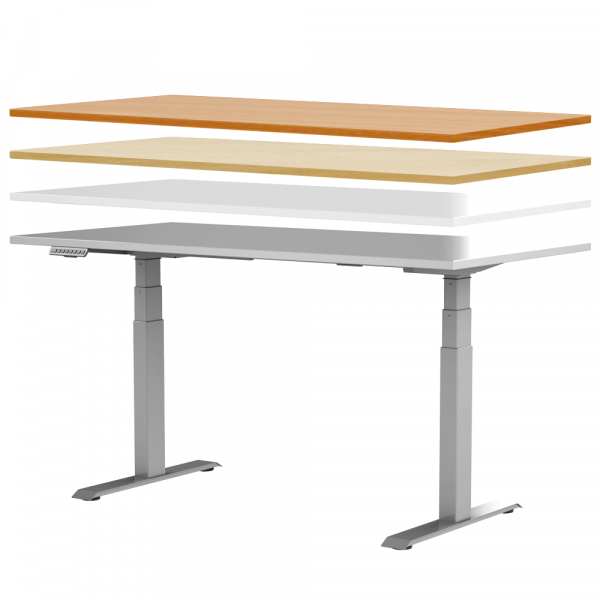Büro Sitz-/Stehschreibtisch TOPfit Premium, elektrisch höhenverstellbar, Gestell Silber