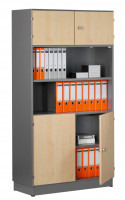 Modufix Kombi-Anbau-Büroschrank mit Türen + 4 Böden, HxBxT 1875 x 800 x 420 mm Lichtgrau / Lichtgrau