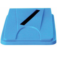 Flacher Papier-Deckel für Kunststoff-Wertstoffsammler Blau