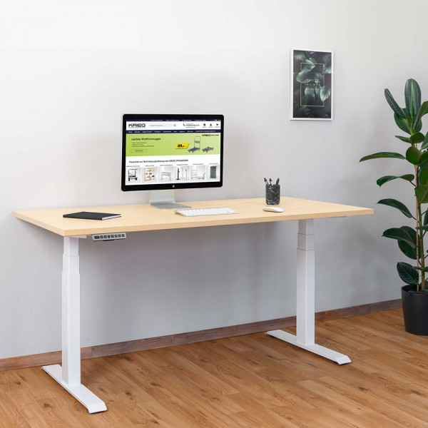 Büro Sitz-/Stehschreibtisch TOPfit Premium, elektrisch höhenverstellbar, Gestell weiß