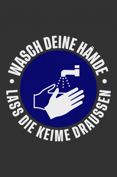 Waschbare COVID-19 Schmutzfangmatte "Wasch deine Hände", 115 x 180 cm