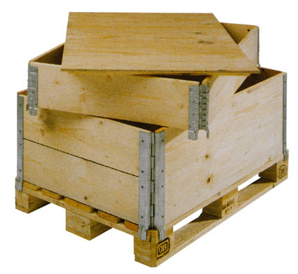 Holz-Aufsetzrahmen für Holzpaletten, klappbar 6 Scharniere