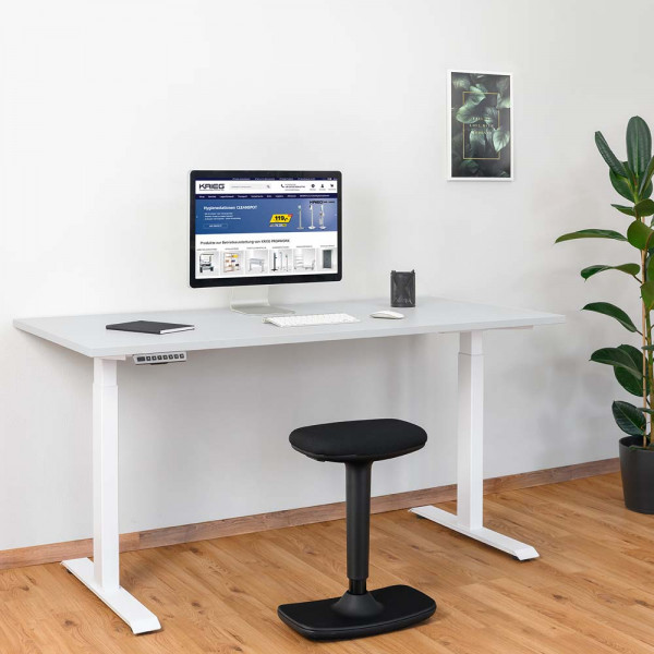 Büro Sitz-/Stehschreibtisch TOPfit Basic, elektrisch höhenverstellbar, Gestell Weiß