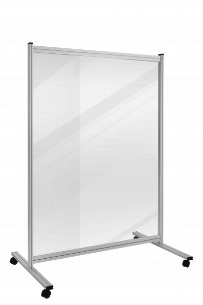 Mobile, transparente Hygiene-Schutzwand, B x T 1265 x 820 mm
