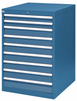 Schubfachschrank MAXTEC stationär, 2 x 75 , 6 x 100 , 1 x 150 mm Vollauszug 100%, 180 kg / Enzianblau RAL 5010