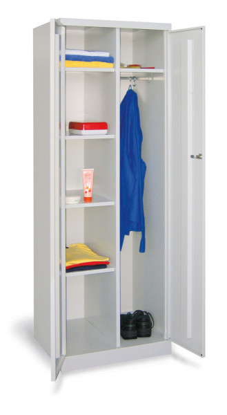 Kleider-/ Wäscheschrank mit Mitteltrennwand und glatten Türen