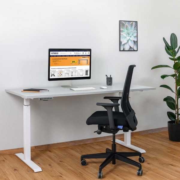 Büro Sitz-/Stehschreibtisch TOPfit Smart, elektrisch höhenverstellbar, Gestell Weiß
