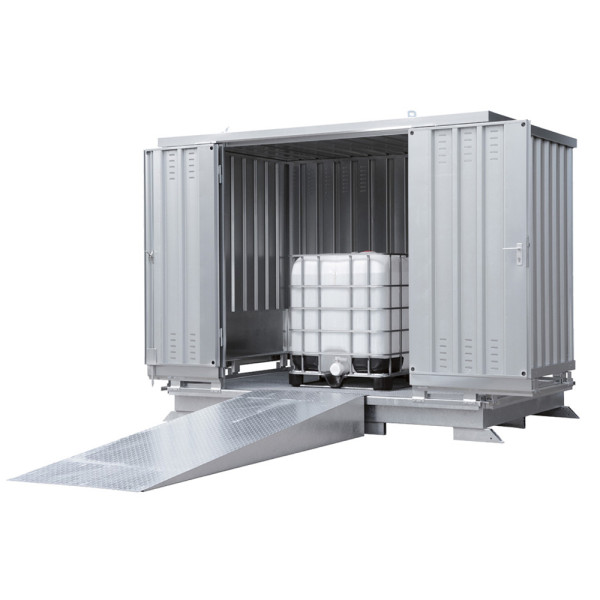 Gefahrstoff-Container, montierte Anlieferung, BxTxH 6075 x 2875 x 2375-2565 mm