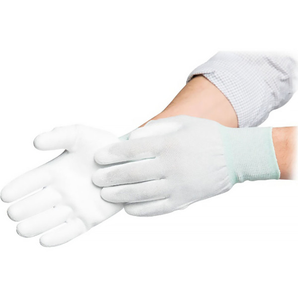 ESD Nylon/Polyester Handschuhe - Handinnenseite mit PU-Gummierung